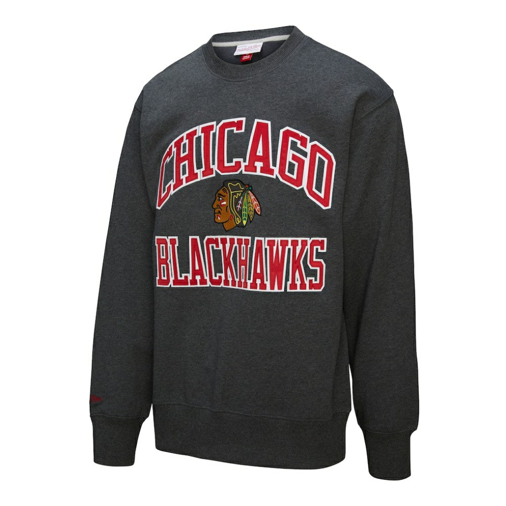 Chicago Blackhawks Mitchell & Ness Playoff Win Fleece Pullover Sweatshirt - Heather Charcoal | NHL on sale