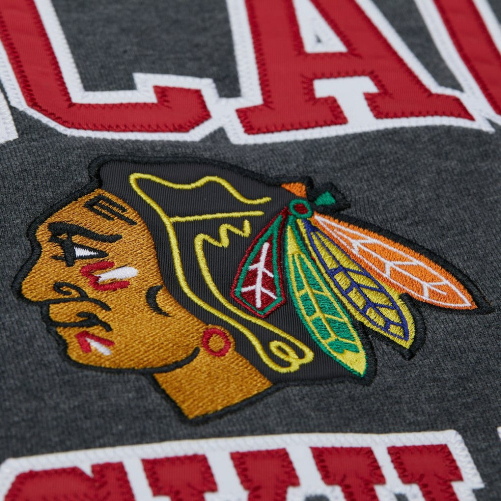Chicago Blackhawks Mitchell & Ness Playoff Win Fleece Pullover Sweatshirt - Heather Charcoal | NHL on sale