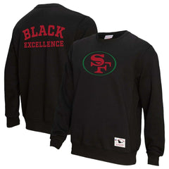 San Francisco 49ers Unisex Black Excellence Collection Icon Pullover Sweatshirt - Black - Mitchell & Ness
