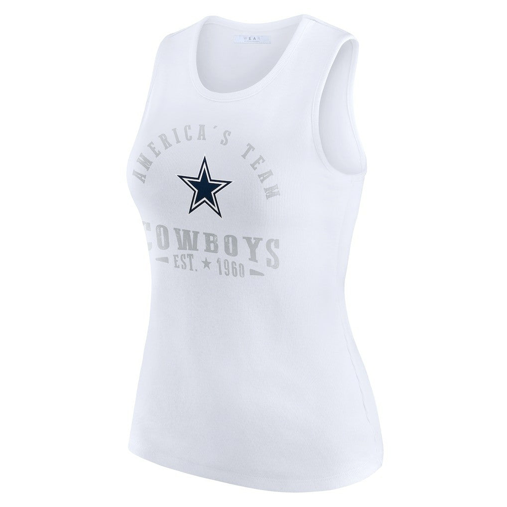 Dallas Cowboys WEAR by Erin Andrews Women's Ribbed Graphic Tank Top - White - NFL