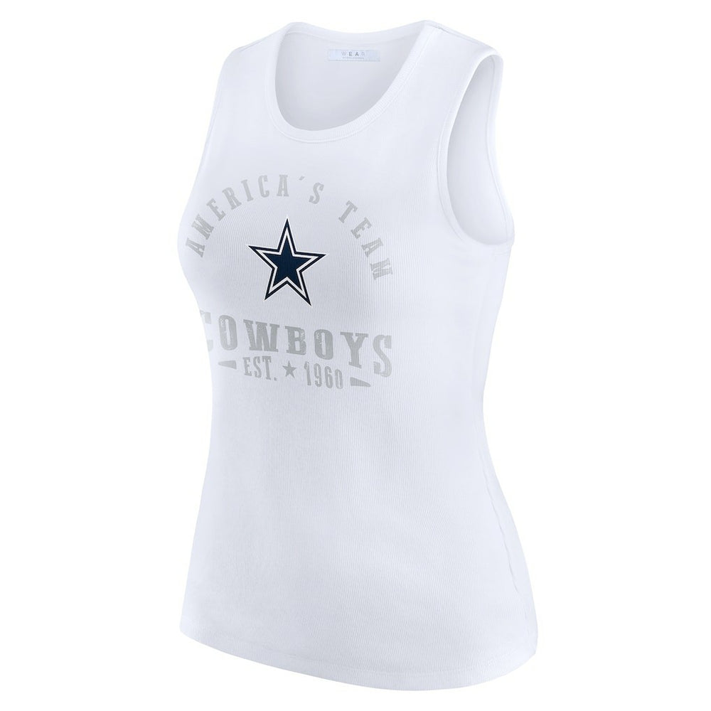 Dallas Cowboys WEAR by Erin Andrews Women's Ribbed Graphic Tank Top - White - NFL
