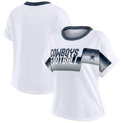 Dallas Cowboys WEAR by Erin Andrews Women's Cropped Center Stripe Dolman T-Shirt - White - NFL