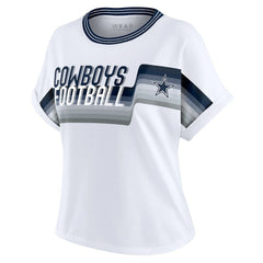 Dallas Cowboys WEAR by Erin Andrews Women's Cropped Center Stripe Dolman T-Shirt - White - NFL