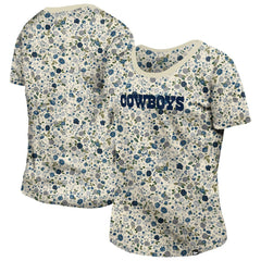 Dallas Cowboys New Era Women's Glam Game Floral Scoop Neck T-Shirt - Cream - NFL