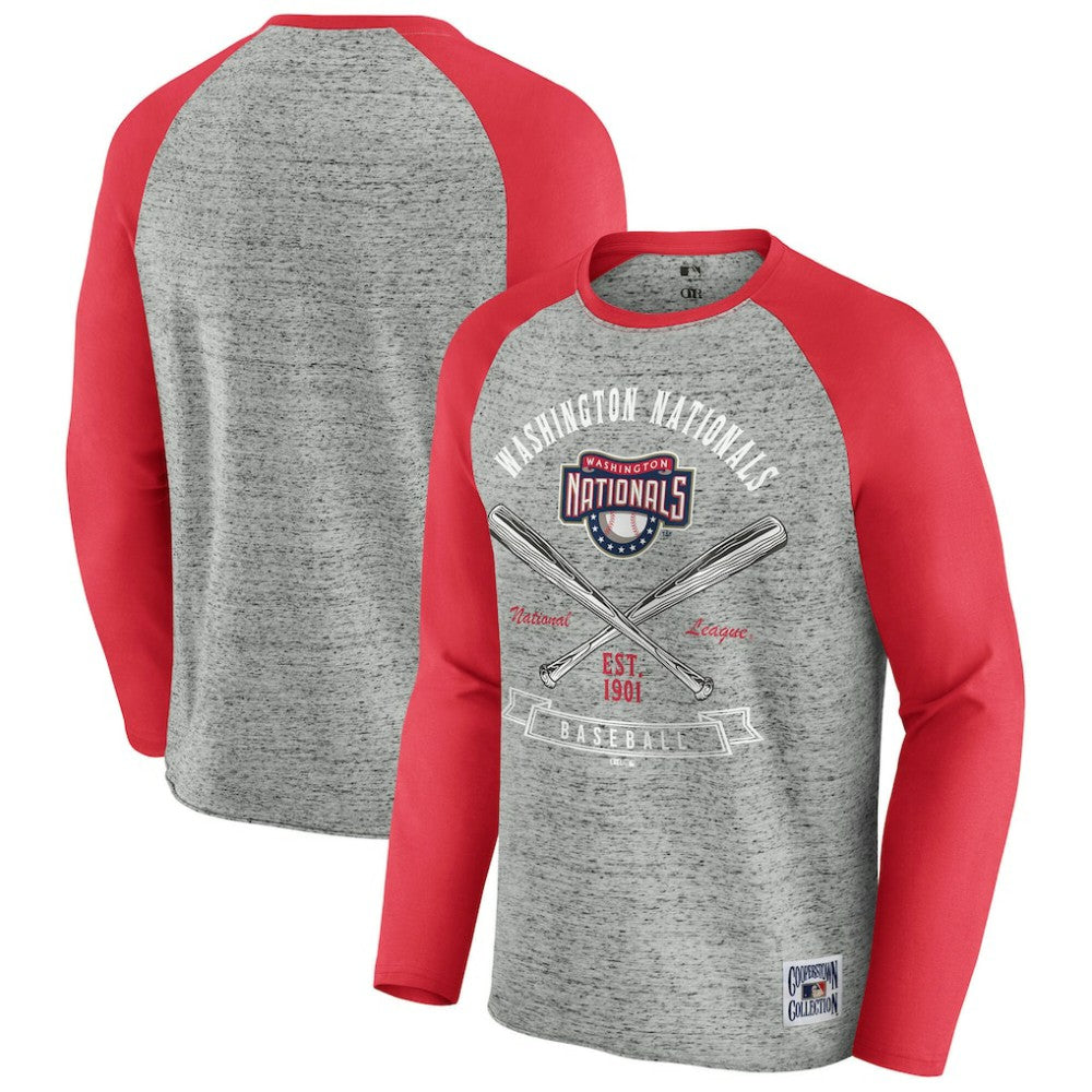 Washington Nationals Darius Rucker Collection by Fanatics Raw Edge Raglan Long Sleeve Baseball T-Shirt Near Me