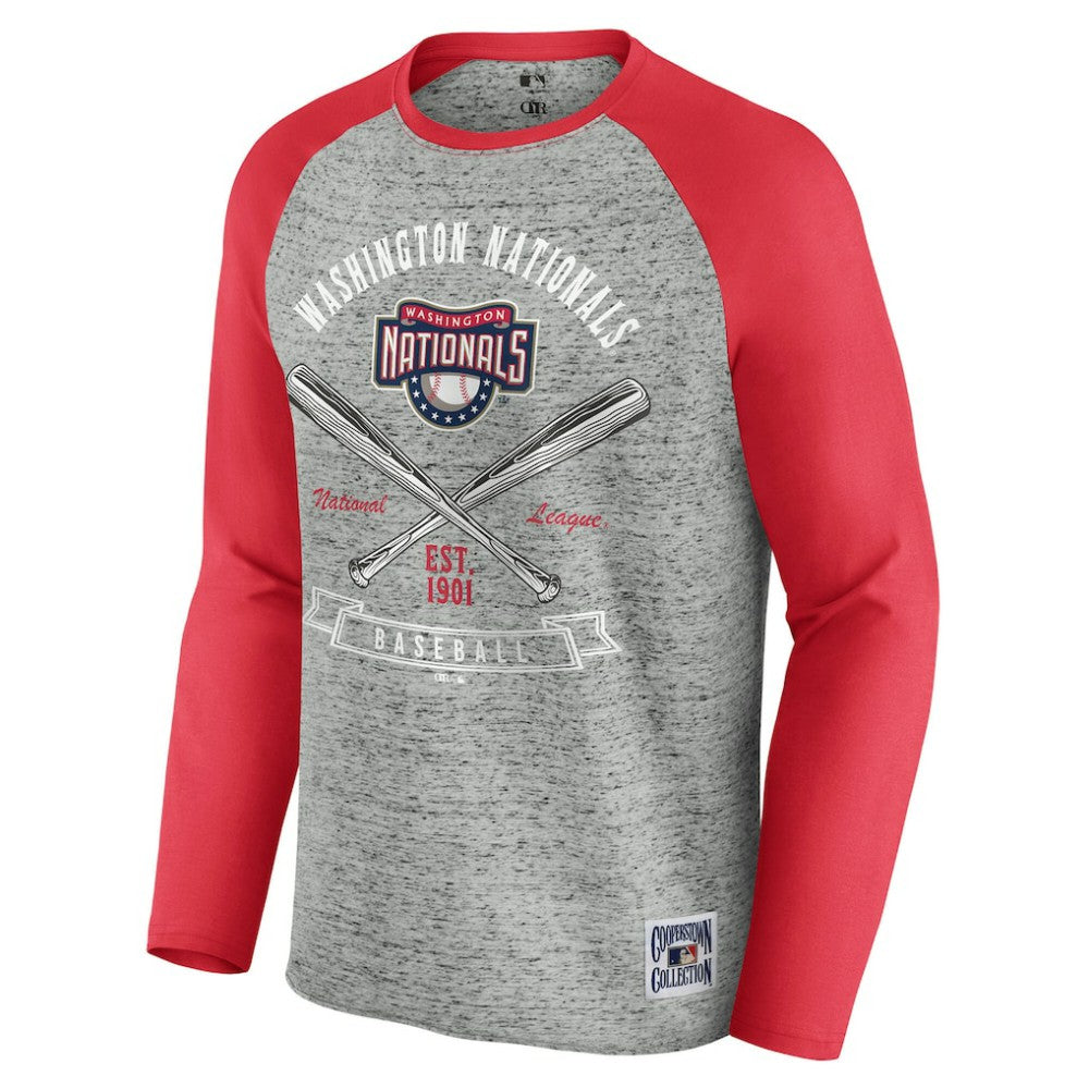 Washington Nationals Darius Rucker Collection by Fanatics Raw Edge Raglan Long Sleeve Baseball T-Shirt Near Me
