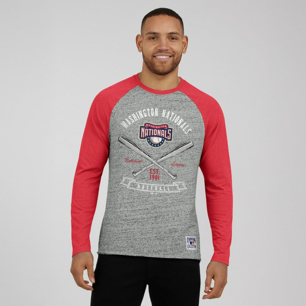 Washington Nationals Darius Rucker Collection by Fanatics Raw Edge Raglan Long Sleeve Baseball T-Shirt Near Me