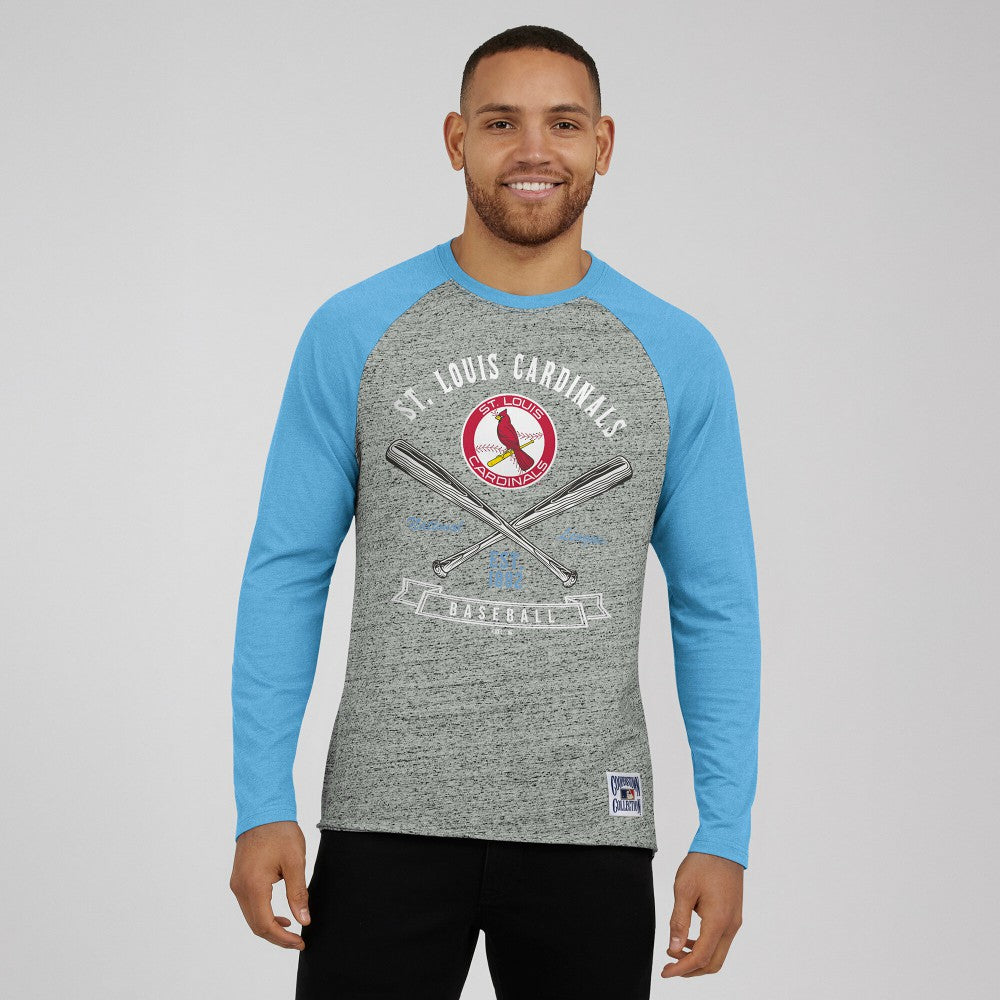 St. Louis Cardinals Darius Rucker Collection by Fanatics Raw Edge Raglan Long Sleeve Baseball T-Shirt Outlet