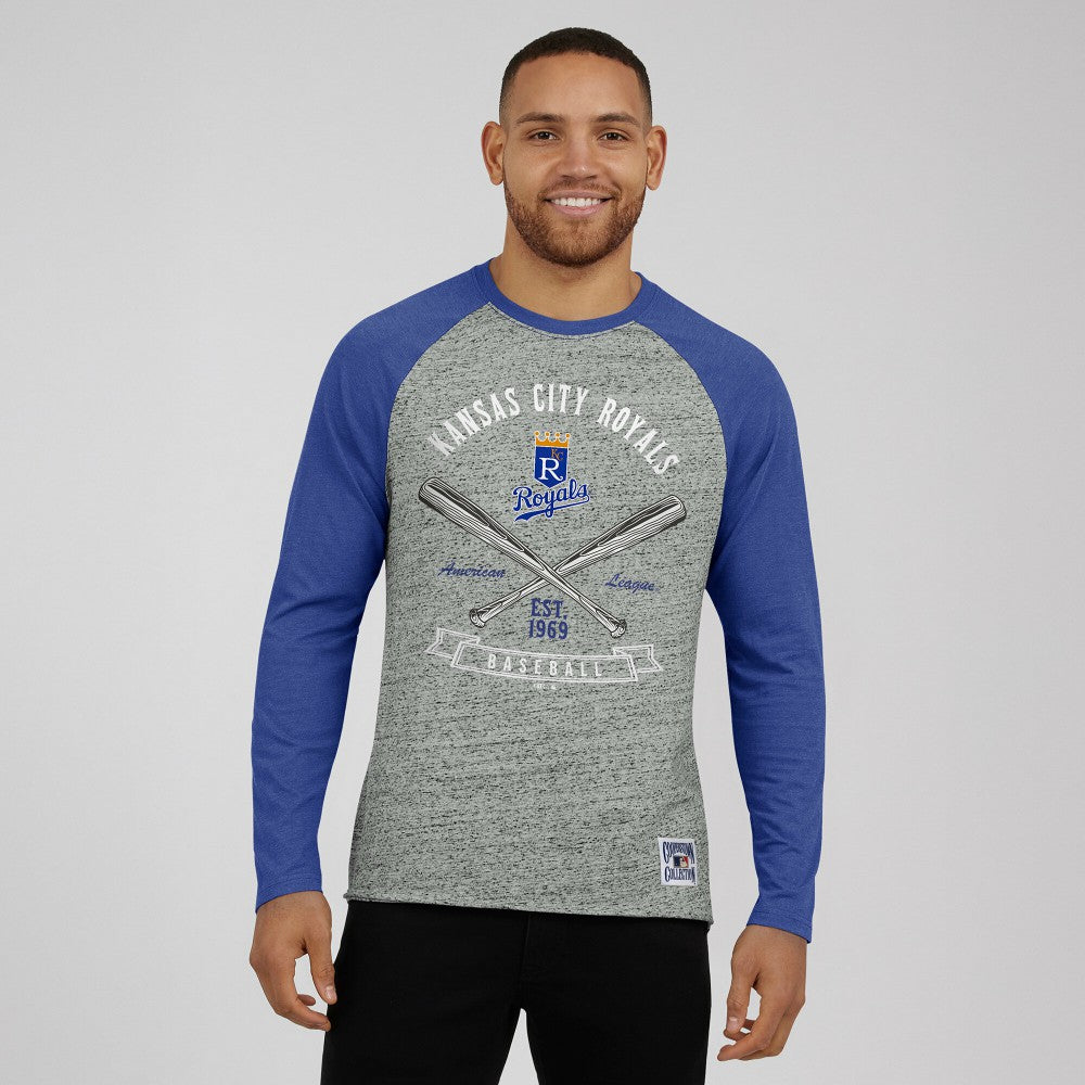 Kansas City Royals Darius Rucker Collection by Fanatics Raw Edge Raglan Long Sleeve Baseball T-Shirt Online