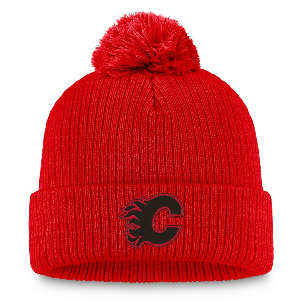 Calgary Flames Fanatics Women's Cuffed Knit Hat with Pom - Red | Fanatics Lifestyle
