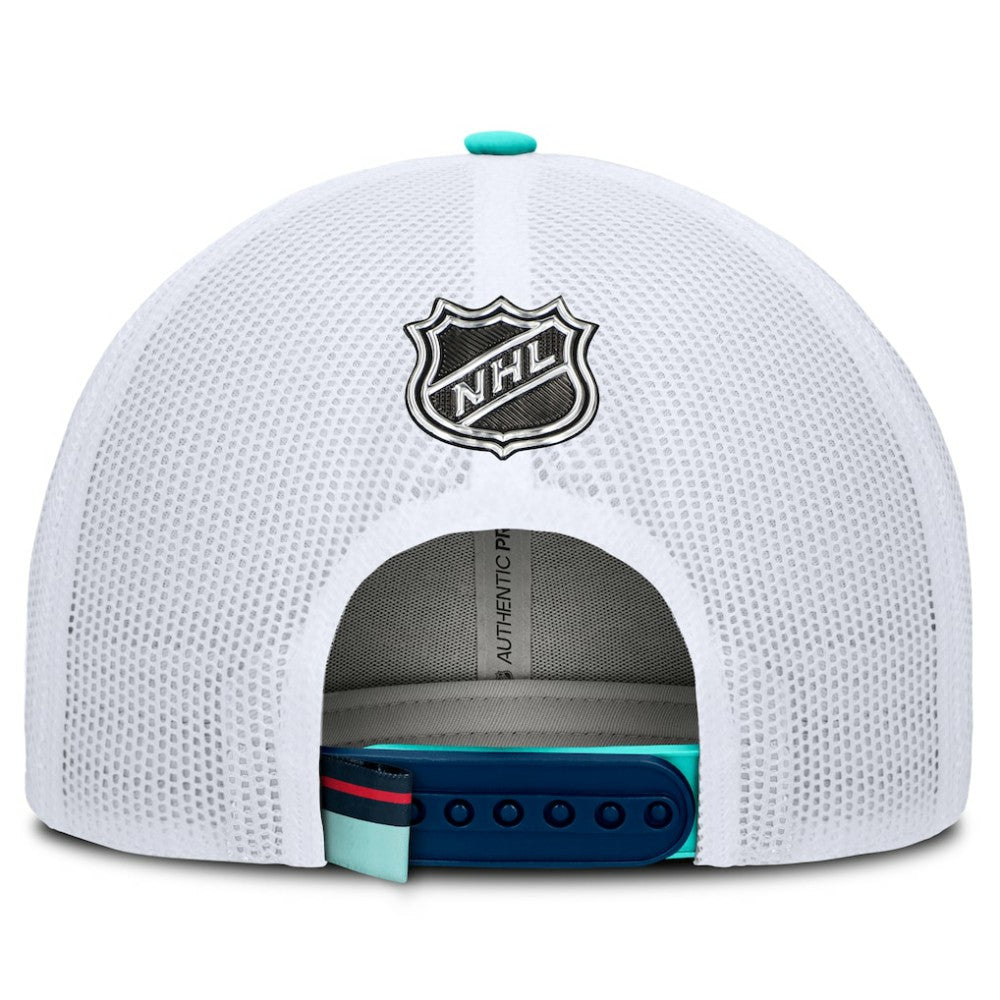 Seattle Kraken Fanatics Authentic Pro Rink Adjustable Trucker Hat - Deep Sea Blue/White | Fanatics discount