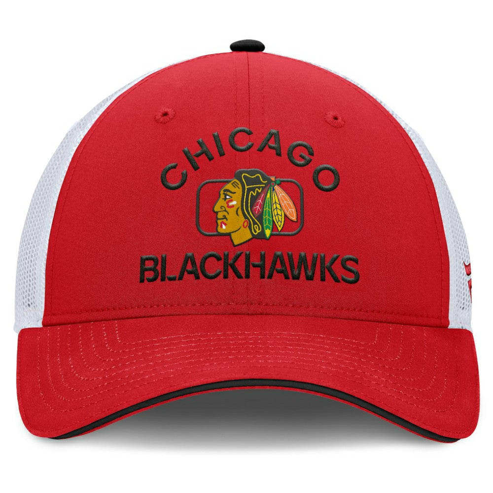 Chicago Blackhawks Fanatics Authentic Pro Rink Adjustable Trucker Hat - Red/White | Fanatics Clearance