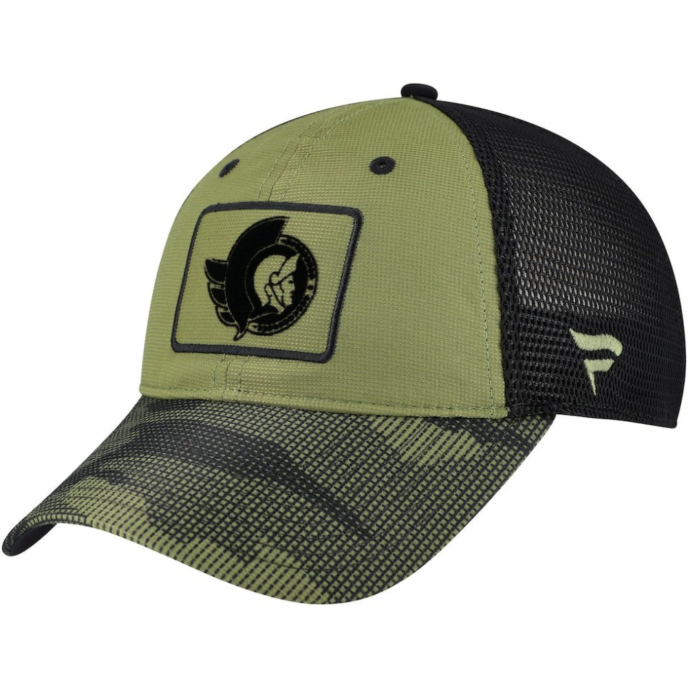 Ottawa Senators Fanatics Military Appreciation Trucker Adjustable Hat - Olive | Fanatics Lifestyle