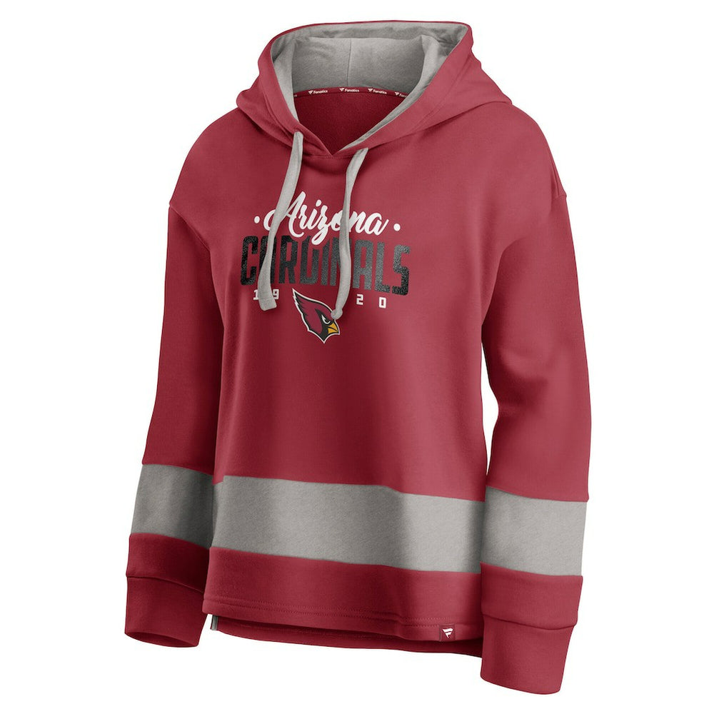 Arizona Cardinals Women's Huddle Up Fundamental Fleece Color Block Pullover Hoodie - Cardinal/Gray - Fanatics