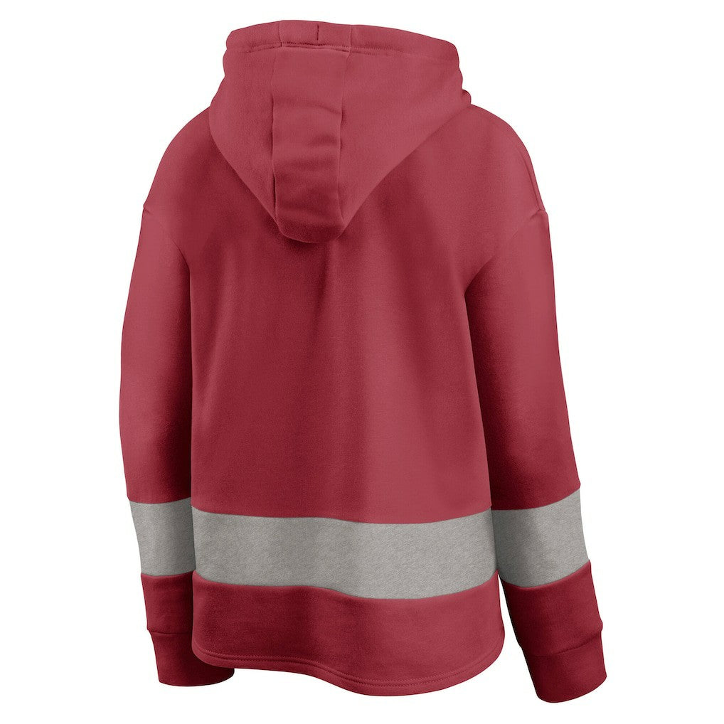 Arizona Cardinals Women's Huddle Up Fundamental Fleece Color Block Pullover Hoodie - Cardinal/Gray - Fanatics