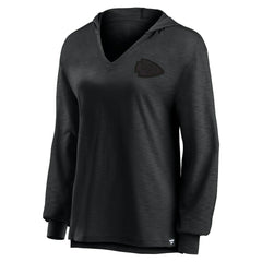 Kansas City Chiefs Women's Blackout Slub Hoodie V-Neck Long Sleeve T-Shirt - Fanatics