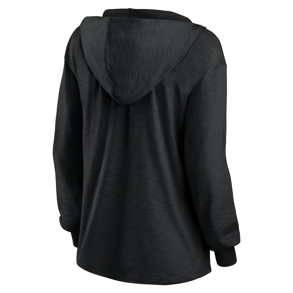 Kansas City Chiefs Women's Blackout Slub Hoodie V-Neck Long Sleeve T-Shirt - Fanatics