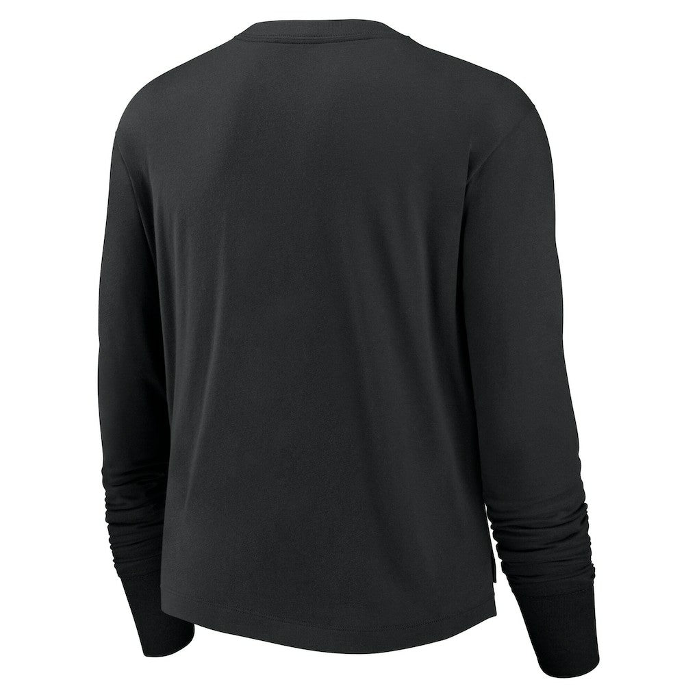 Las Vegas Raiders Women's Large Logo Cropped Long Sleeve Fashion T-Shirt - Black - Nike