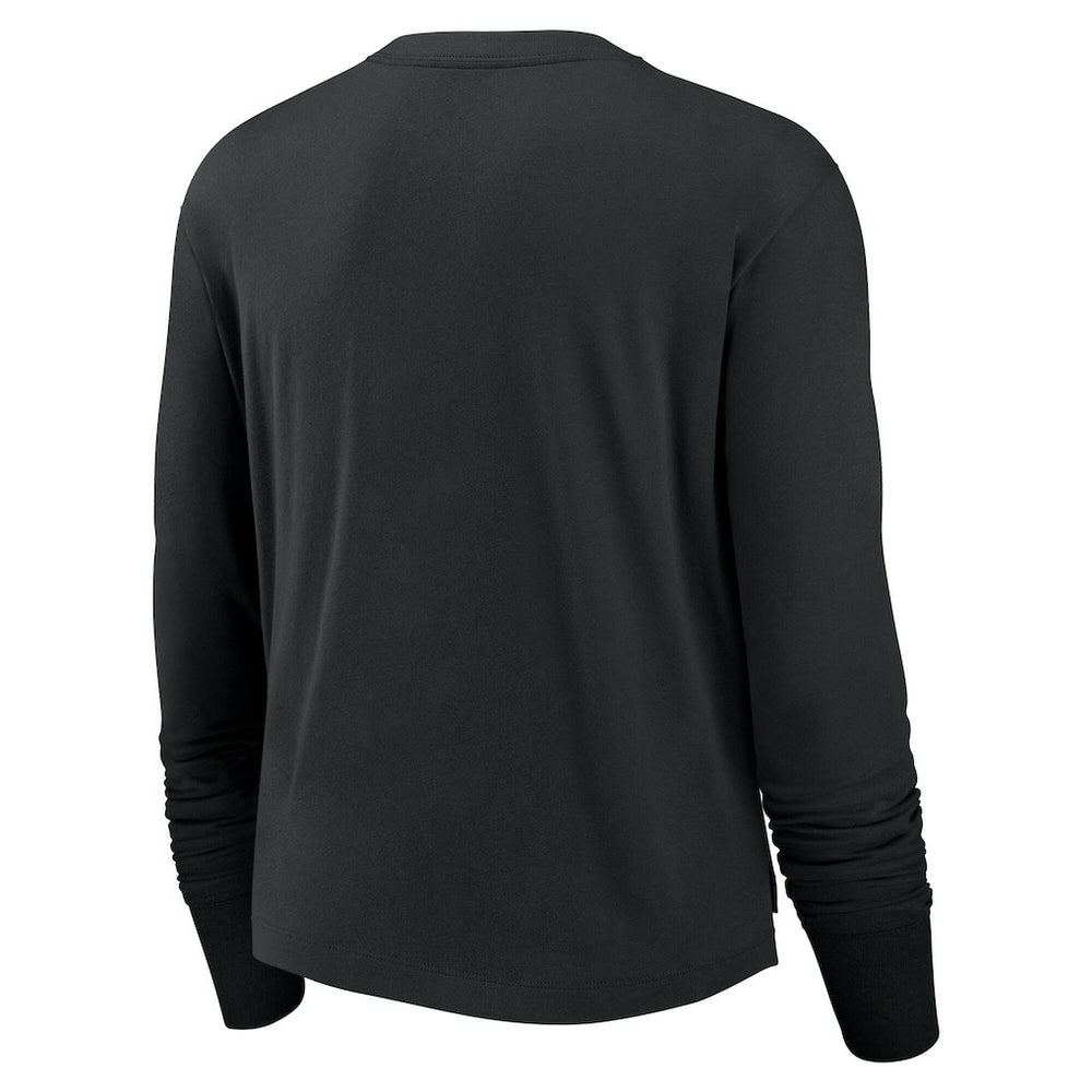 Las Vegas Raiders Women's Large Logo Cropped Long Sleeve Fashion T-Shirt - Black - Nike