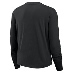 Las Vegas Raiders Women's Large Logo Cropped Long Sleeve Fashion T-Shirt - Black - Nike