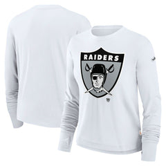 Las Vegas Raiders Women's Large Logo Cropped Long Sleeve Fashion T-Shirt - White - Nike