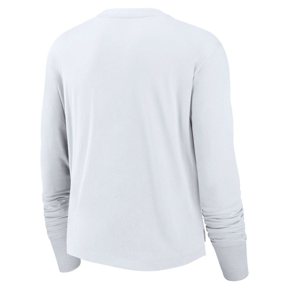 Los Angeles Rams Women's Layered Logo Cropped Long Sleeve Fashion T-Shirt - White - Nike