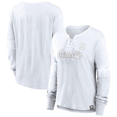 Seattle Kraken Fanatics Women's White Out Lace-Up Fashion Long Sleeve T-Shirt | Fanatics near me
