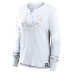 Seattle Kraken Fanatics Women's White Out Lace-Up Fashion Long Sleeve T-Shirt | Fanatics near me