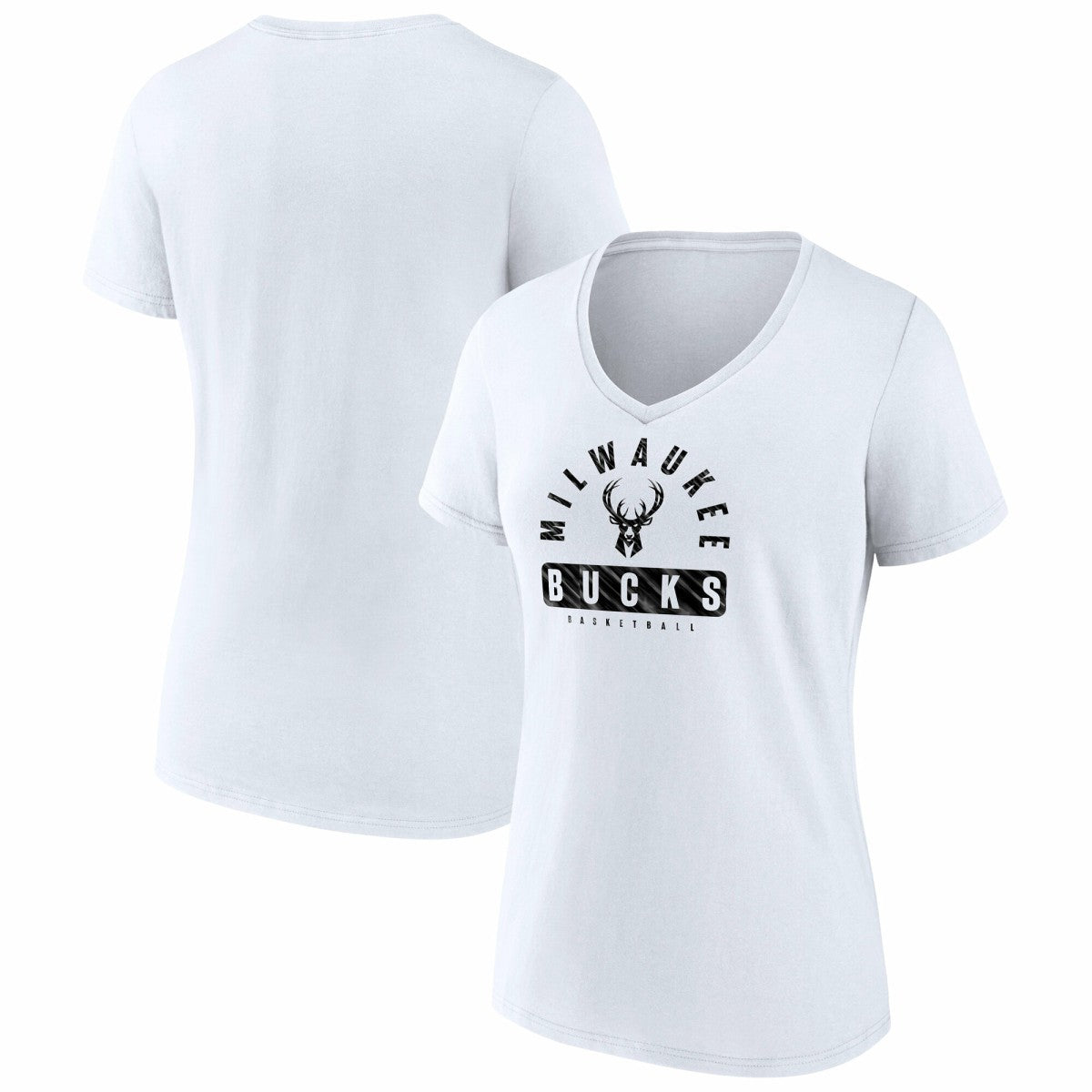 Fanatics Milwaukee Bucks Women's Bench Warmer V-Neck T-Shirt White