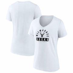 Fanatics Milwaukee Bucks Women's Bench Warmer V-Neck T-Shirt White
