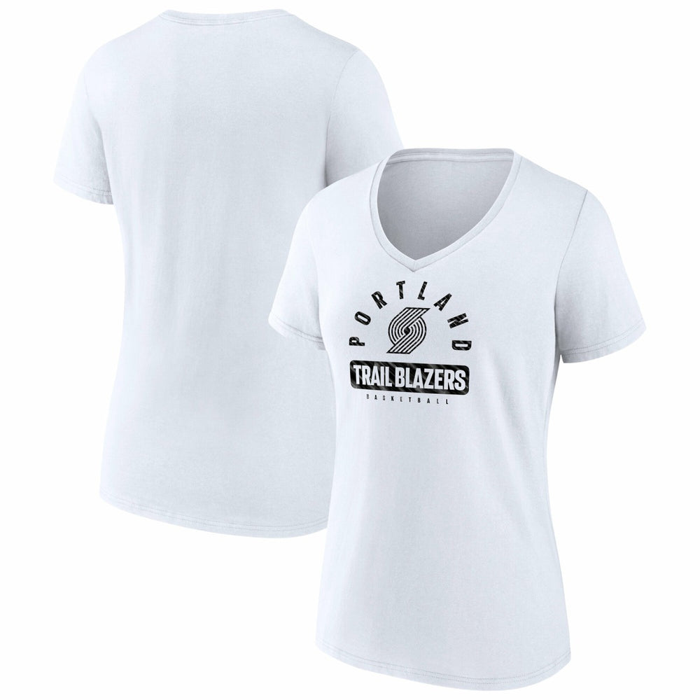 Fanatics Portland Trail Blazers Women's Bench Warmer V-Neck T-Shirt White