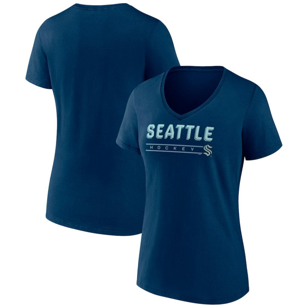 Seattle Kraken Fanatics Women's V-Neck T-Shirt - Deep Sea Blue | Fanatics discount