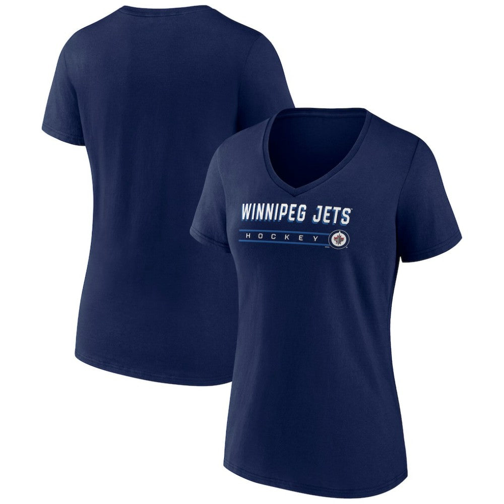 Winnipeg Jets Fanatics Women's V-Neck T-Shirt - Navy | Fanatics Lifestyle