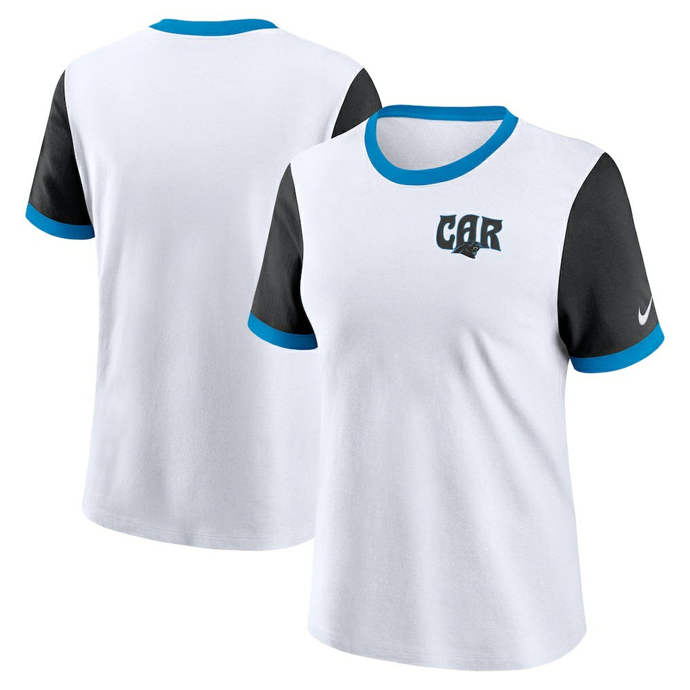 Carolina Panthers Women's Rewind Ringer Tri-Blend T-Shirt - White - Nike
