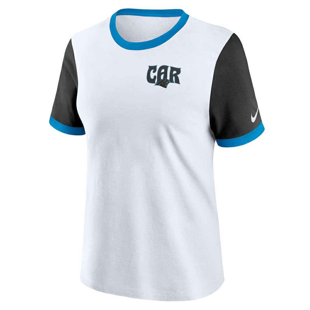 Carolina Panthers Women's Rewind Ringer Tri-Blend T-Shirt - White - Nike