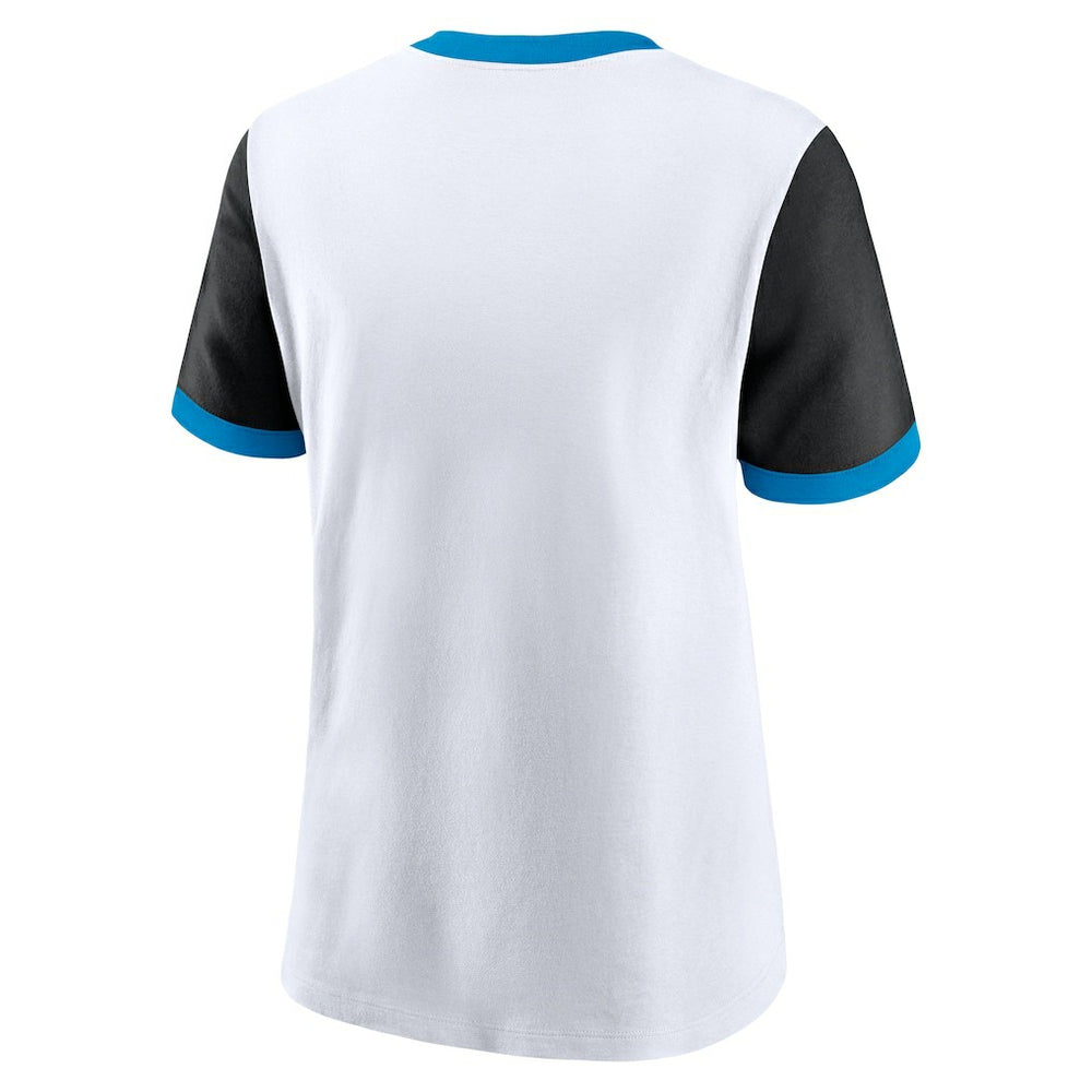 Carolina Panthers Women's Rewind Ringer Tri-Blend T-Shirt - White - Nike