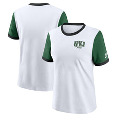 New York Jets Women's Rewind Ringer Tri-Blend T-Shirt - White - Nike
