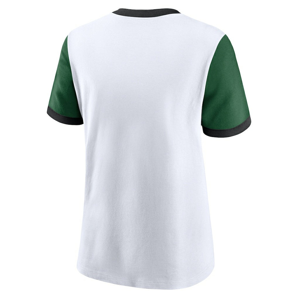 New York Jets Women's Rewind Ringer Tri-Blend T-Shirt - White - Nike