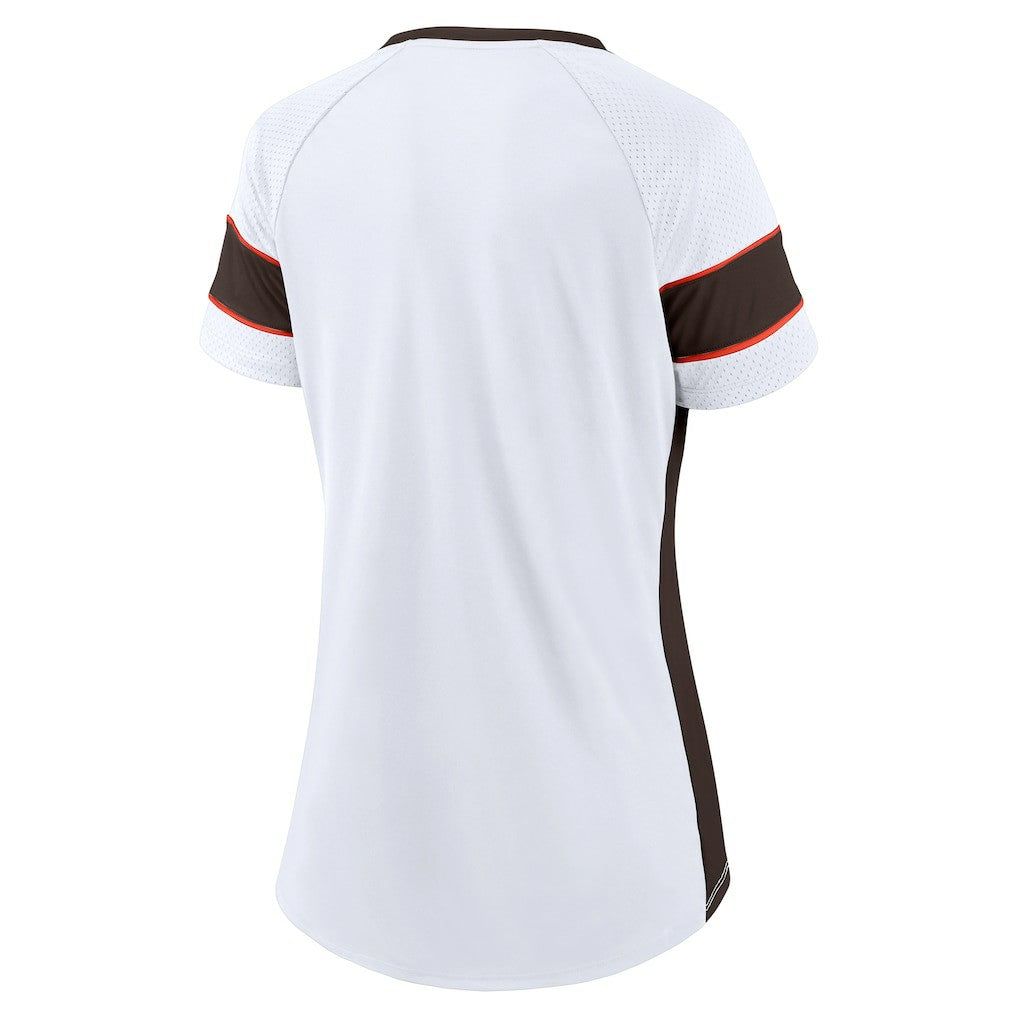 Cleveland Browns Women's Athena Lace-Up V-Neck T-Shirt - White - Fanatics