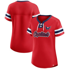 Washington Capitals Fanatics Women's Iconic Athena Lace-Up T-Shirt - Red | Fanatics on sale