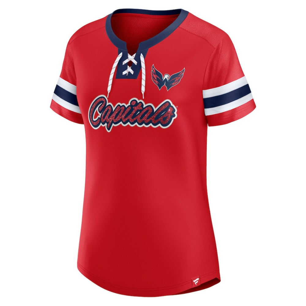 Washington Capitals Fanatics Women's Iconic Athena Lace-Up T-Shirt - Red | Fanatics on sale