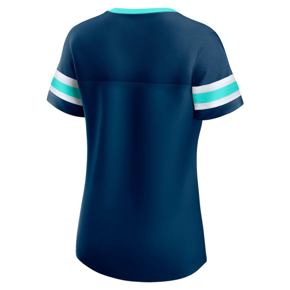 Seattle Kraken Fanatics Women's Iconic Athena Lace-Up T-Shirt - Deep Sea Blue | Fanatics near me