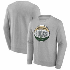 Fanatics Milwaukee Bucks True Classics Hard Color Fleece Pullover Sweatshirt Gray