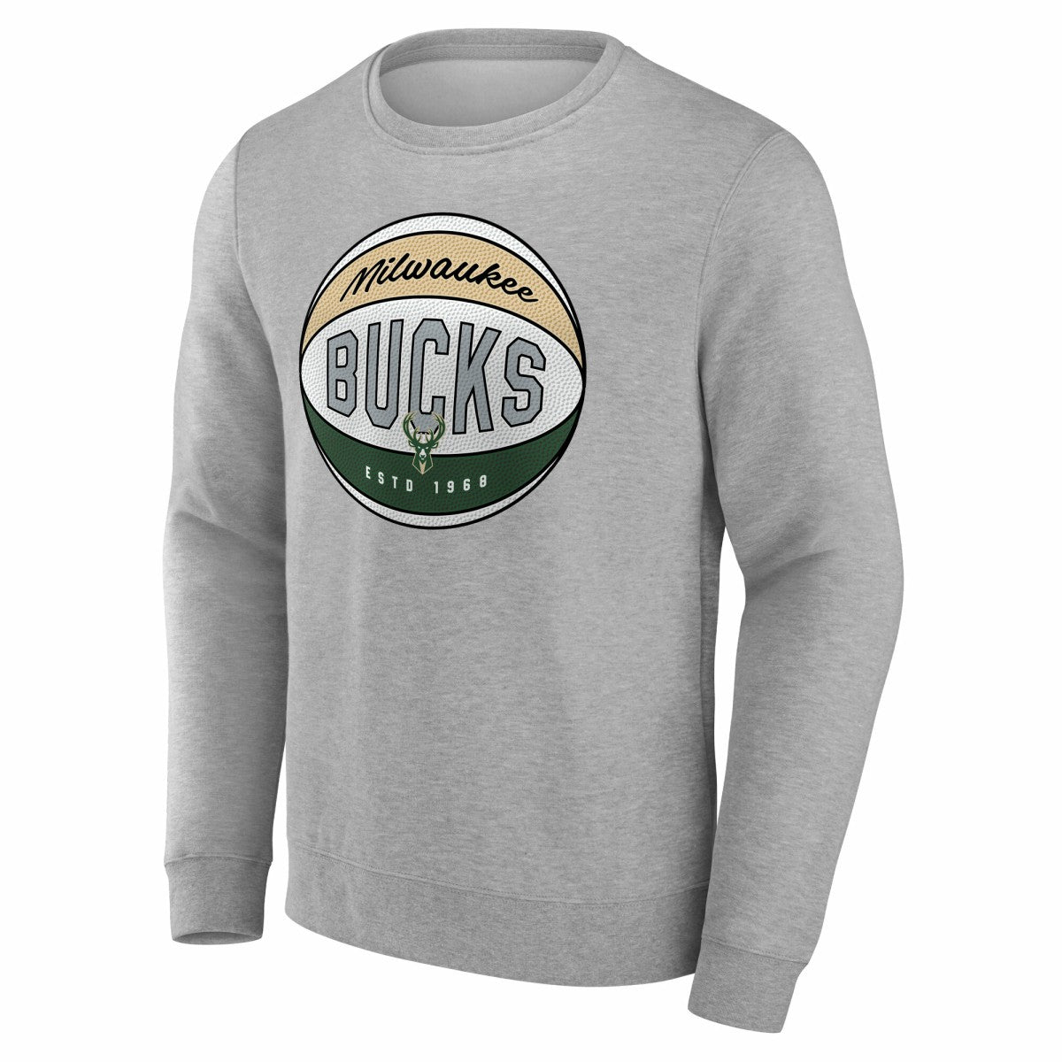 Fanatics Milwaukee Bucks True Classics Hard Color Fleece Pullover Sweatshirt Gray