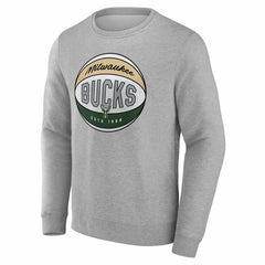 Fanatics Milwaukee Bucks True Classics Hard Color Fleece Pullover Sweatshirt Gray