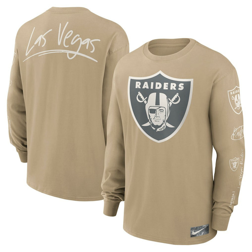 Las Vegas Raiders Essential Statement Max90 Long Sleeve T-Shirt - Tan - Nike