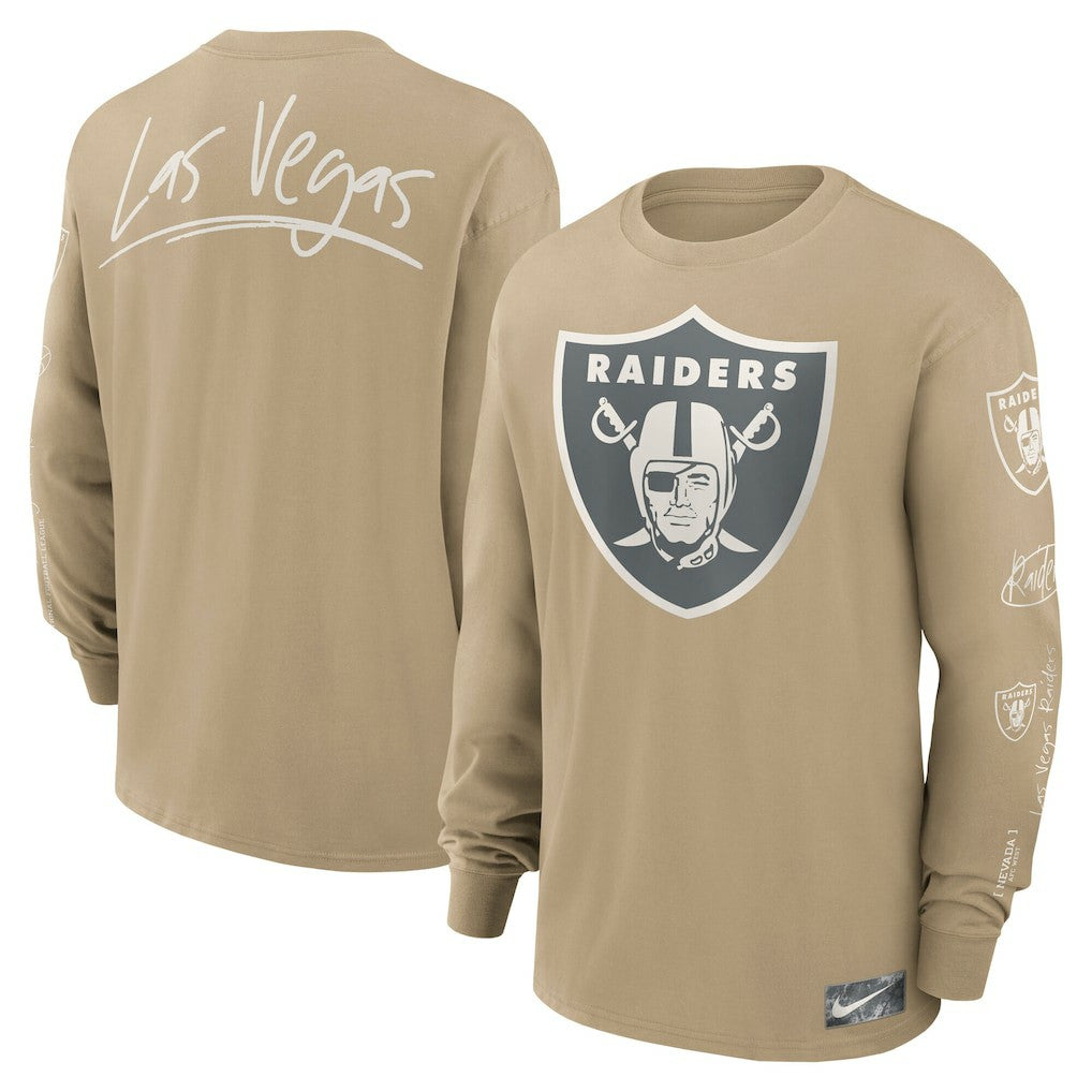 Las Vegas Raiders Essential Statement Max90 Long Sleeve T-Shirt - Tan - Nike