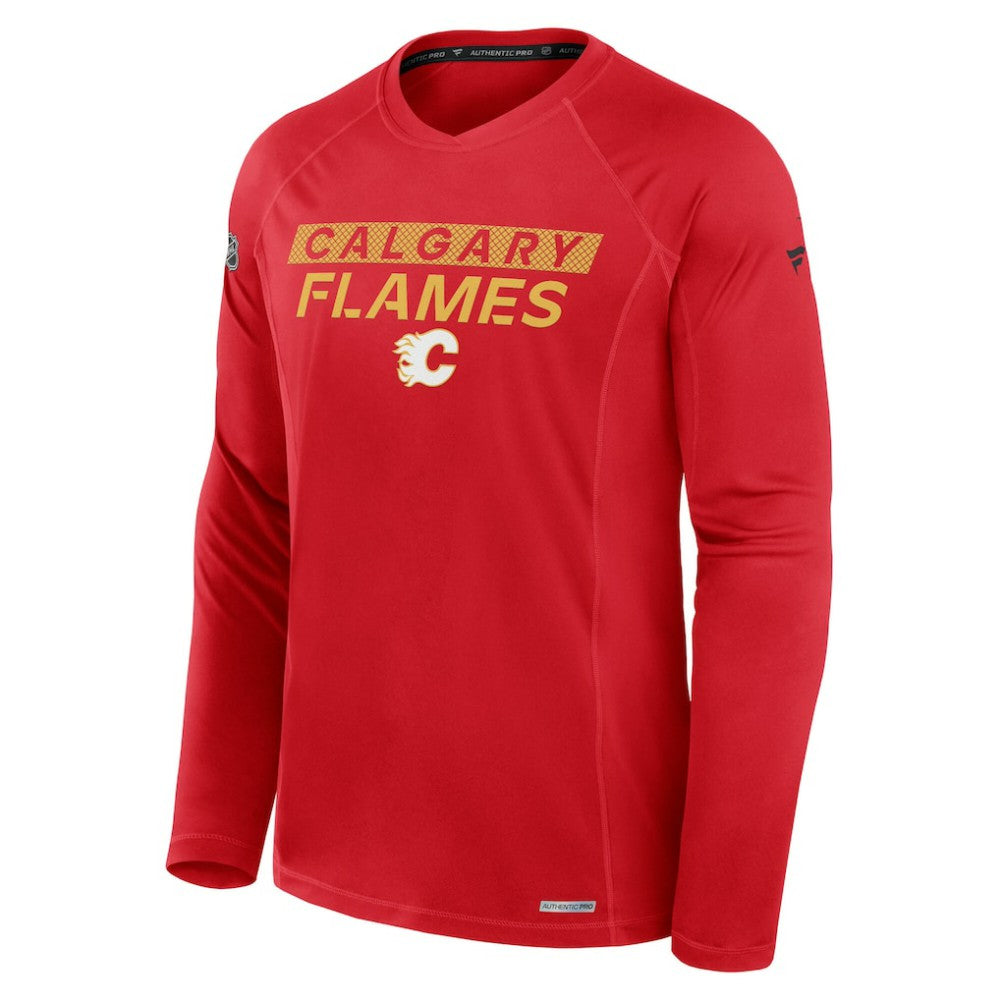 Calgary Flames Fanatics Authentic Pro Rink Tech Raglan Long Sleeve T-Shirt - Red | Fanatics sale