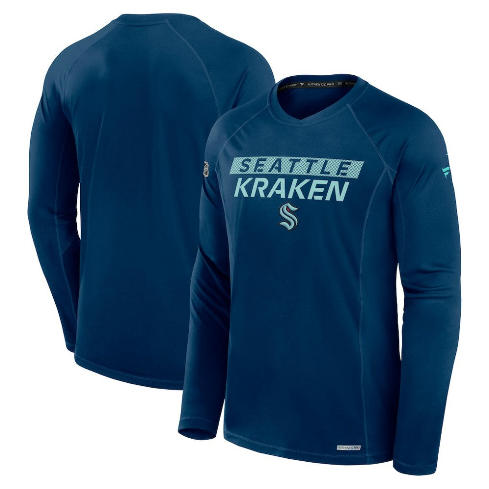 Seattle Kraken Fanatics Authentic Pro Rink Tech Raglan Long Sleeve T-Shirt - Deep Sea Blue | Fanatics online