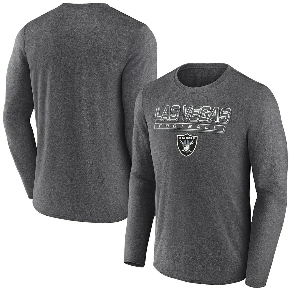 Las Vegas Raiders Fundamentals Long Sleeve T-Shirt - Heather Charcoal - Fanatics